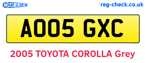 AO05GXC are the vehicle registration plates.