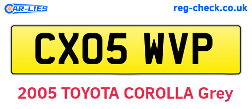 CX05WVP are the vehicle registration plates.