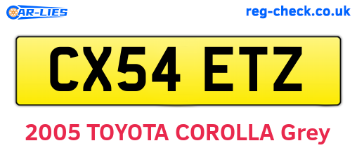 CX54ETZ are the vehicle registration plates.