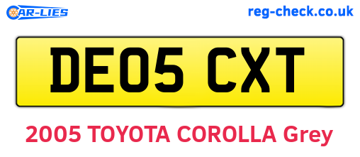 DE05CXT are the vehicle registration plates.