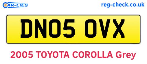 DN05OVX are the vehicle registration plates.