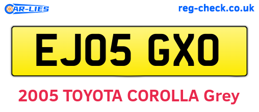 EJ05GXO are the vehicle registration plates.