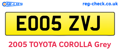 EO05ZVJ are the vehicle registration plates.