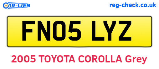 FN05LYZ are the vehicle registration plates.