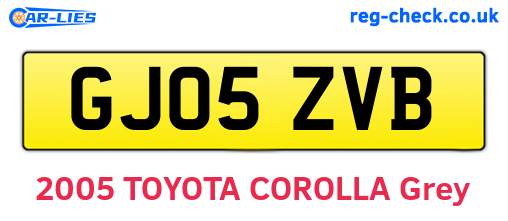 GJ05ZVB are the vehicle registration plates.