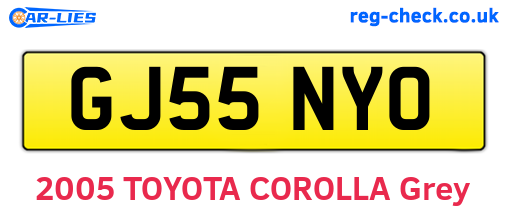 GJ55NYO are the vehicle registration plates.