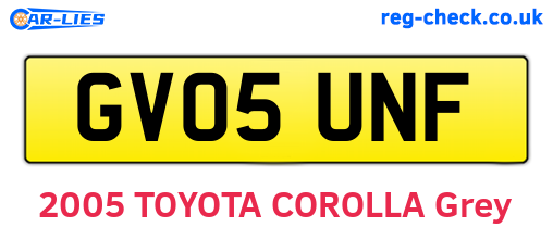 GV05UNF are the vehicle registration plates.