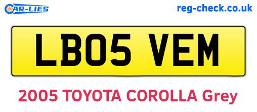 LB05VEM are the vehicle registration plates.