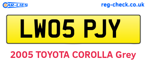 LW05PJY are the vehicle registration plates.