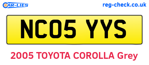 NC05YYS are the vehicle registration plates.