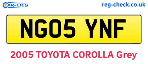 NG05YNF are the vehicle registration plates.