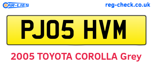 PJ05HVM are the vehicle registration plates.