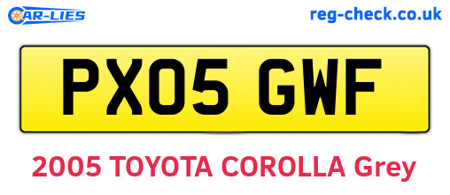 PX05GWF are the vehicle registration plates.