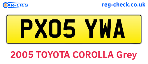 PX05YWA are the vehicle registration plates.