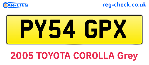 PY54GPX are the vehicle registration plates.
