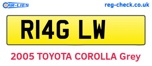 R14GLW are the vehicle registration plates.