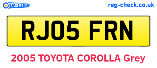 RJ05FRN are the vehicle registration plates.