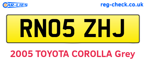 RN05ZHJ are the vehicle registration plates.