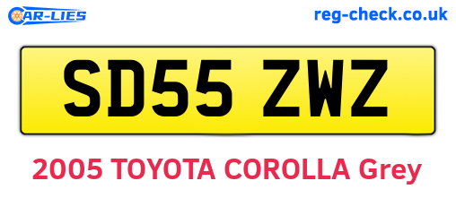 SD55ZWZ are the vehicle registration plates.