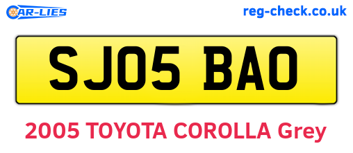 SJ05BAO are the vehicle registration plates.