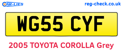 WG55CYF are the vehicle registration plates.