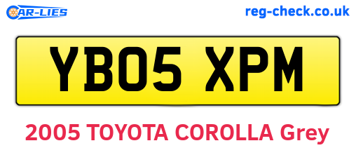 YB05XPM are the vehicle registration plates.
