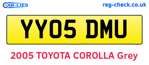 YY05DMU are the vehicle registration plates.