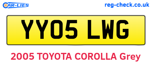 YY05LWG are the vehicle registration plates.