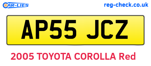 AP55JCZ are the vehicle registration plates.