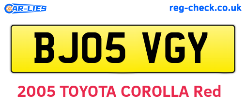 BJ05VGY are the vehicle registration plates.