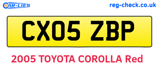 CX05ZBP are the vehicle registration plates.