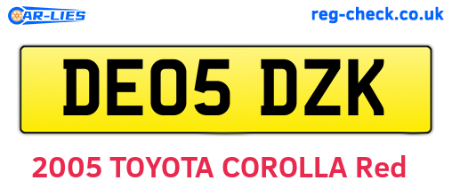 DE05DZK are the vehicle registration plates.