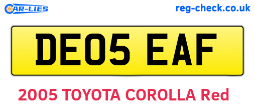 DE05EAF are the vehicle registration plates.