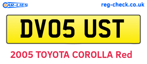 DV05UST are the vehicle registration plates.