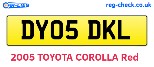 DY05DKL are the vehicle registration plates.