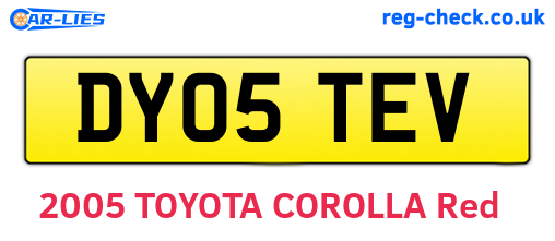 DY05TEV are the vehicle registration plates.