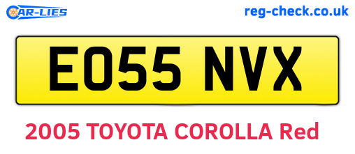 EO55NVX are the vehicle registration plates.
