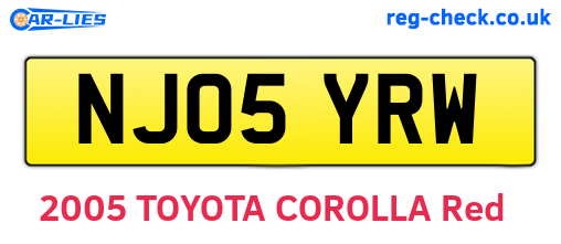 NJ05YRW are the vehicle registration plates.