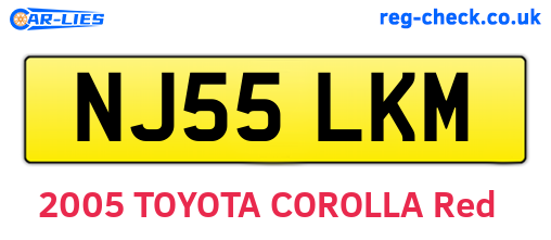 NJ55LKM are the vehicle registration plates.