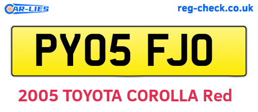 PY05FJO are the vehicle registration plates.