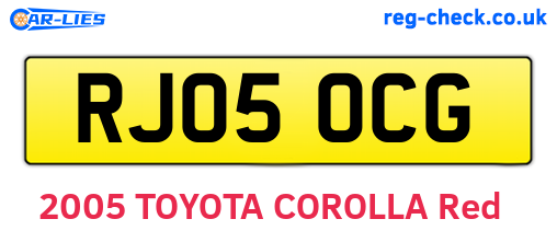 RJ05OCG are the vehicle registration plates.