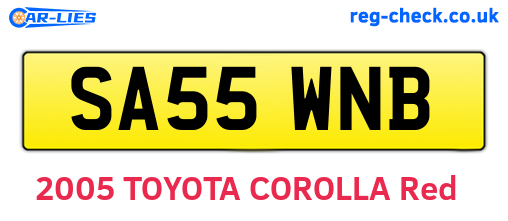 SA55WNB are the vehicle registration plates.