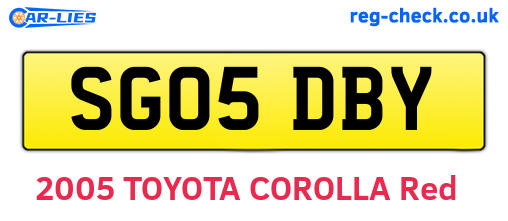 SG05DBY are the vehicle registration plates.