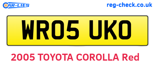 WR05UKO are the vehicle registration plates.