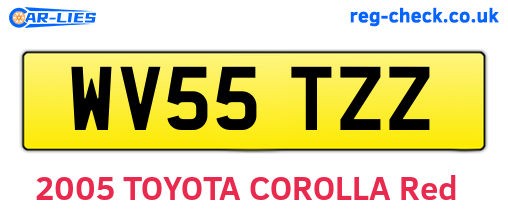 WV55TZZ are the vehicle registration plates.