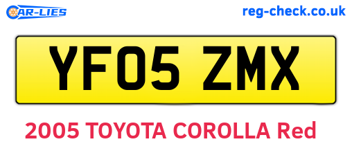 YF05ZMX are the vehicle registration plates.
