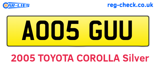 AO05GUU are the vehicle registration plates.