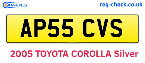 AP55CVS are the vehicle registration plates.