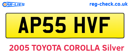 AP55HVF are the vehicle registration plates.