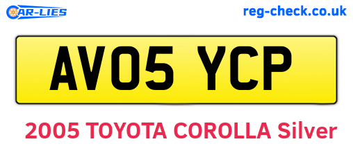 AV05YCP are the vehicle registration plates.